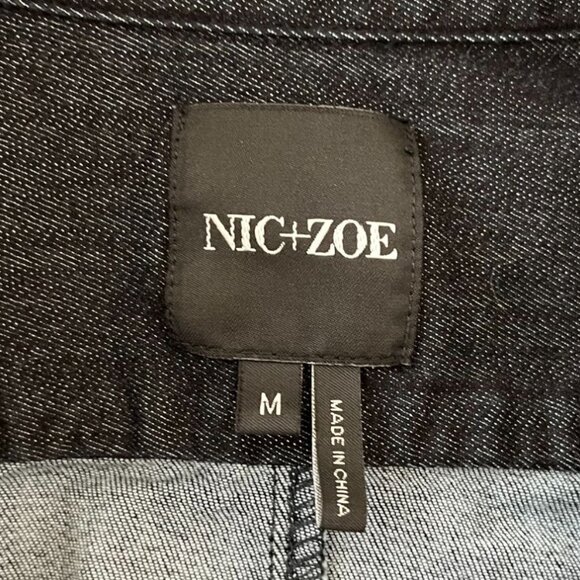 NIC + ZOE Dark Wash Peplum Denim Jacket Snap Front Medium - Picture 6 of 10